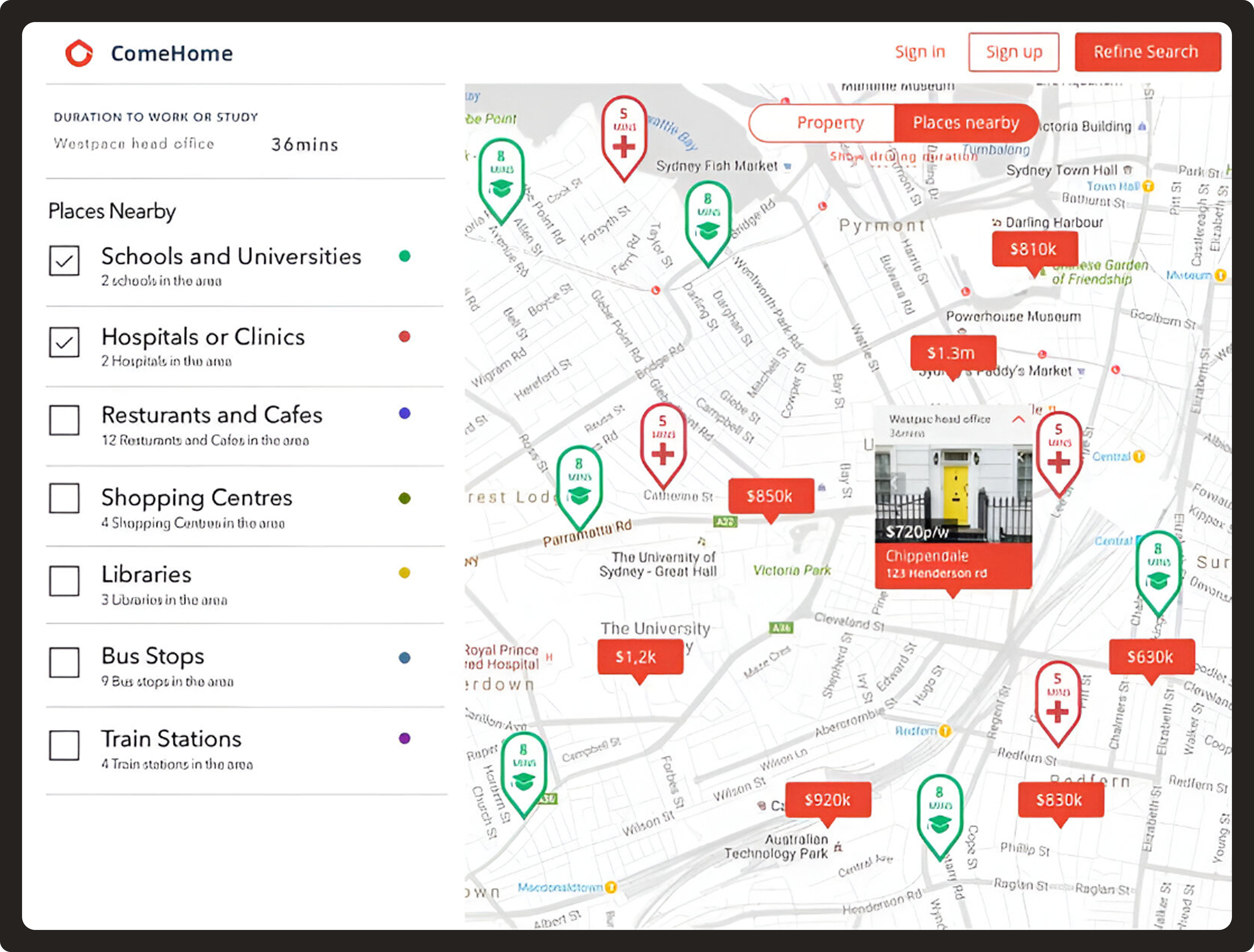 ComeHome Places Nearby
